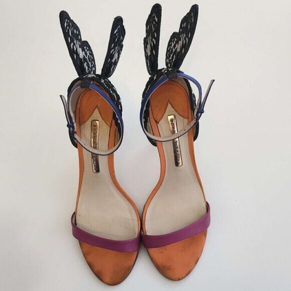 Sophia Webster Embroidery Sandal Chiara Butterfly High Heels‎ Shoes Pink 38.5 - Picture 11 of 16
